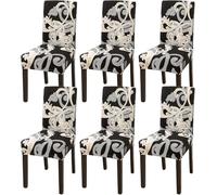 Dioxide Coprisedie con Schienale 6 Pezzi Elastico, Copri Sedia da Cucina Tessuto Confortevole,Universali Coprisedia Elasticizzati, Moderno Fodera Sedia per Soggiorno,Cucina,Casa (Stampa-Reale)