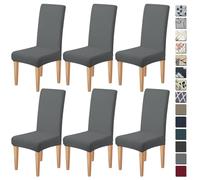 Dioxide Coprisedie con Schienale 6 Pezzi Elastico, Copri Sedia da Cucina Tessuto Confortevole,Universali Coprisedia Elasticizzati, Moderno Fodera Sedia per Soggiorno,Cucina,Casa (Grigio)