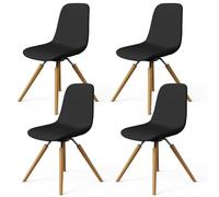 Dioxide Coprisedie con Schienale, Copri Sedia da Cucina Lavabile Rimovibile,Coprisedie Elastica Universale, Protezione Sedie, Decorazione per Hotel, Arredamento Ristorante(Nero 4PCS)