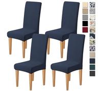 Dioxide Coprisedie con Schienale Elastico Copri Sedia da Cucina Tessuto Jacquard Antimacchia,Universali Coprisedia Elasticizzati, Moderno Fodera Sedia per Soggiorno,Cucina,Casa (Blu Navy,4pc)