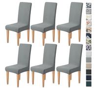 Dioxide Coprisedie con Schienale Elastico Copri Sedia da Cucina Tessuto Jacquard Antimacchia,Universali Coprisedia Elasticizzati, Moderno Fodera Sedia per Soggiorno,Cucina,Casa (Grigio Scuro,6pc)