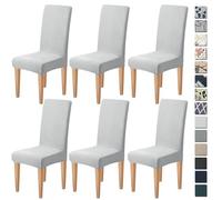 Dioxide Coprisedie con Schienale Elastico Copri Sedia da Cucina Tessuto Jacquard Antimacchia,Universali Coprisedia Elasticizzati, Moderno Fodera Sedia per Soggiorno,Cucina,Casa (Grigio Chiaro,6PC)