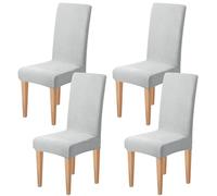 Dioxide Coprisedie con Schienale Elastico Copri Sedia da Cucina Tessuto Jacquard Antimacchia,Universali Coprisedia Elasticizzati, Moderno Fodera Sedia per Soggiorno,Cucina,Casa (Grigio Chiaro,4PC)