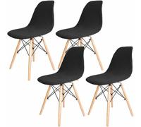 Dioxide Coprisedie con Schienale, Sedia Bi-Elastico per Una Misura Universale, Molto Facile da Pulire e Resistente, Coprisedile, Office, Arredamento Ristorante (4PCS Nero)