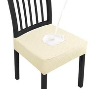 Dioxide Coprisedie Cucina e Sala da Pranzo Tessuto Elasticizzato Morbido e Traspirante, Fodera Rimovibile e Lavabile, Protezione Anti Polvere, Design Elegante e Moderno(Beige,Set da 4)