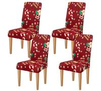 Dioxide Coprisedie di Natale 2025 Copri Sedia da Cucina Decorare per Festiva,Universali Coprisedie con Schienale Edizione Limitata Interni Christmas(Stampa-motivo di pupazzi di nev 4 Pezzi)