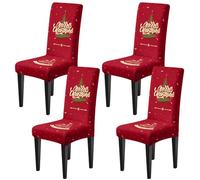 Dioxide Coprisedie Natalizio 2025 Copri Sedia da Cucina Decorare per un'atmosfera Festiva,Universali Coprisedie con Schienale Edizione Limitata Interni Christmas(Stampa-Albero di Natale 4 Pezzi)