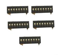 DIP Switch 8-bit 5 Pack Piano Key Style 3-State per 2.54mm Pin Spaziatura Schede con Materiale ABS Tipo Onda Meccanismo e 25mA 24V DC Rating
