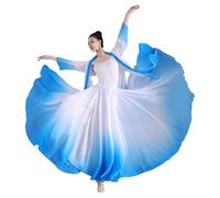 DIPACE 360 ° Elegante Gonna da Ballo di Danza del Ventre Sfumata Gonna di Danza del Flamenco Latino per Le Donne Costume da Gonna Altalena Grande Sfumata,Sky Blue,360°(Long 80cm