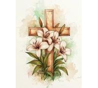 Dipingere con i Numeri Adulti, 30x40cm Kit de Fiore Dipingere con i Numeri, DIY Tele per Pittura a Olio Dipinte a Mano per Adulti Principianti, Religione Paint by Numbers per Decorazioni Parete, G-40