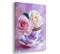 Dipingere con i Numeri Adulti, 40x50cm Dipingere con i Numeri Rosa Kit, DIY Kit di Pittura a Olio Dipinte a Mano per Adulti Principianti, DIY Paint by Numbers per Decorazioni Parete, (Tazza), A-14