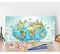 Dipingere Con I Numeri Adulti Aereo Dipingere Con I Numeri Mappa Pittura Con I Numeri, Fai Da Te Kit Pittura Adulti Couleur Oil Paintings Retrò Kits per Decora la Casa, Senza Cornice 80x160cm 4-SO34
