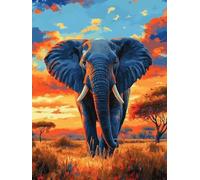 Dipingere con i Numeri Adulti Africa Paint by Numbers, Elefante Dipingere con i Numeri Bambini, Passatempo per Adulti Principianti Kit Completo con Vernici, Decora la Casa 80x60 cm con Telaio Q-1357