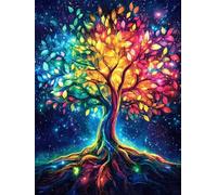 Dipingere con i Numeri Adulti Albero Della Vita Colorato 30 x 40 cm, Kit Pittura Adulti Principianti, Paint by Numbers con Pennelli e Colori Acrilici, Decora la casa Regalo (senza cornice) -YH625