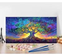 Dipingere Con I Numeri Adulti Albero Della Vita Dipingere Con I Numeri Flower Pittura Con I Numeri, Fai Da Te Kit Pittura Adulti Couleur Paintings Kits, Decora la Casa Senza Cornice 70x140cm 6-P474