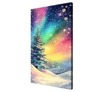 Dipingere con i Numeri Adulti Albero di Natale,Paint by Numbers Aurora boreale Quadri da Dipingere Numerati con Telaio Pennelli e Acrilici,Hobby Creativi Adulti,Decorazioni Casa Regalo 50x100cm,d266k