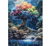 Dipingere Con i Numeri Adulti Albero Dipingere Con i Numeri CalcoloPaint by Numbers, DIY Kit Pittura Adulti Principianti Con Colori Acrilici e Pennelli Adatto Decora La Senza Cornice 40x50cm HPK-116
