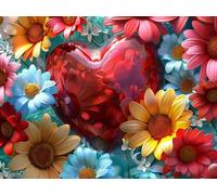 Dipingere con i Numeri Adulti Amore, Kit di Pittura a Olio su Tela Fai-da-Te con Pennelli Pittura a Pigmento Acrilico Disegno, Paint by Numbers Fiore Dipingere con i Numeri Bambini 40x50 cm O-2874