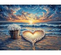 Dipingere con i Numeri Adulti Amore Paint by Numbers, Spiaggia Dipingere con i Numeri Bambini, Passatempo per Adulti Principianti Kit Completo con Vernici, Decora la Casa 50x40 cm con Telaio Q-7234