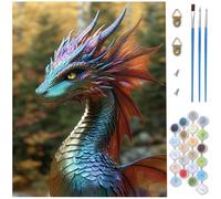 Dipingere con i Numeri Adulti animale,drago Kit Dipingere con i Numeri,Fai-da-Te per Principianti Paint by Numbers con 3 Penne e Colori Acrilici per Decorazioni Autunnali Casa Regalo 80 x 120cm D1-875
