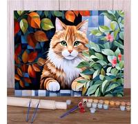 Dipingere con i Numeri Adulti,Animale gatto Paint by Numbers Kits con Telaio con 3 Pennelli e Colori Fai da te Olio La Pittura di Numeri Kit Decora la Casa Regalo - 30x40cm