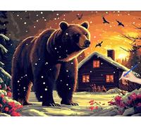 Dipingere con i Numeri Adulti Animale Paint by Numbers Quadri da Dipingere Numerati Orso Colorare con i Numeri Hobby Creativi Adulti Painting by Numbers Natale Decorazioni Regalo Donna 80x60cm S-97