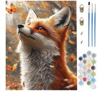 Dipingere con i Numeri Adulti animale,volpi Kit Dipingere con i Numeri,Fai-da-Te per Principianti Paint by Numbers con 3 Penne e Colori Acrilici per Decorazioni Autunnali Casa Regalo 20 x 30 cm D1-817