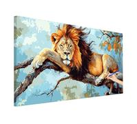 Dipingere con i Numeri Adulti Animali, Fai Da Te Paint by Numbers Leone Quadri da Dipingere Numerati, Painting by Numbers con Pennelli Pigmento Acrilici Tela 110x50cm, Decora la casa Regalo Donna U-60