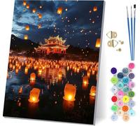 Dipingere con i Numeri Adulti Architettura, Dipingere con i Numeri Paesaggio, Paint by Numbers Kits con 3 Pennelli e Pigmento Acrilico, Fai-da-Te Hobby Creativi Adulti, Decorazioni Casa 60x80cm L-2128