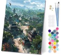 Dipingere con i Numeri Adulti Architettura, Dipingere con i Numeri Uccelli, Fai da te Paint by Numbers Kits con 3 Pennelli e Pigmento Acrilico, Hobby Creativi Adulti, Decorazioni Casa 60x80cm Q-8385