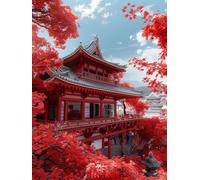 Dipingere con i Numeri Adulti Architettura, DIY Paint by Numbers Albero, Dipingere con i Numeri con 3 Pennelli e Vernice Acrilica, Hobby Creativi Adulti, Decorazione Casa, Regalo Donna 40x50cm 9-3623