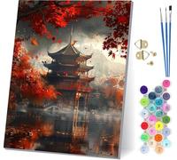 Dipingere con i Numeri Adulti Architettura, Paint by Numbers Albero, Dipingere con i Numeri Kits con 3 Pennelli e Pigmento Acrilico, Fai-da-Te Hobby Creativi Adulti, Decorazioni Casa 100x135cm 6-6051