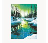 Dipingere con i Numeri Adulti Aurora Dipingere con i Numeri Bambini Lago Fai da te Passatempo per Adulti Kit Pittura 70x50cm, Tele Quadri Moderni Soggiorno per Decorazioni Parete Regalo FYH-4219