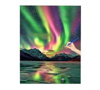 Dipingere con i Numeri Adulti Aurora, Hobby Creativi Adulti Paint by Numbers Starry Night, Kit Fai Da Te Quadri da Dipingere Numerati con Pennelli Pigmento Acrilici Tela 50x70cm, Regalo Donna G-23