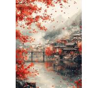 Dipingere con i Numeri Adulti Autunno Paint by Numbers Edifici Antichi Colorare con i Numeri Hobby Creativi Adulti con Pennelli Colori Acrilici per Dipingere, Decorazioni Casa 30 x 40 cm -zjn25076O