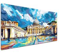 Dipingere con i Numeri Adulti, Basilica di San Pietro Kit di Paint by Numbers Adulti, Paesaggio Kit di Dipingere con i Numeri con Pennelli Pigmento Acrilico Disegno Pittura, Senza Cornice 40x50cm R-1