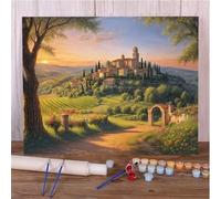 Dipingere con i Numeri Adulti,Bellissimo maniero Paint by Numbers Kits con Telaio con 3 Pennelli e Colori Fai da te Olio La Pittura di Numeri Kit Decora la Casa Regalo - 30x40cm