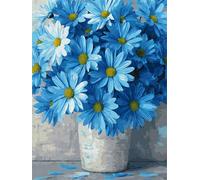 Dipingere con i Numeri Adulti blu, Fiori Dipingere con i Numeri Bambini DIY Kit, Set Premium con Pennelli, Decorazione Casa & Creativo Regalo di Compleanno, Attività di Tempo libero 50x70cm z-239