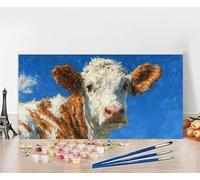 Dipingere Con I Numeri Adulti Bue Dipingere Con I Numeri Animale Pittura Con I Numeri, Fai Da Te Kit Pittura Adulti Couleur Oil Paintings Retrò Kits per Decora la Casa, Senza Cornice 60x120cm E-3571