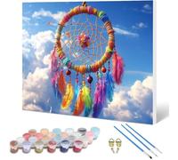 Dipingere con i Numeri Adulti Cacciatore Di Sogni Paint by Numbers Cielo Colorare con i Numeri Hobby Creativi Adulti Principianti con Pennelli Colori Acrilici per Decorazioni Casa 80x60 cm -hjw25010E0