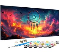 Dipingere con i Numeri Adulti Cacciatore sogni Quadri da Dipingere Numerati kit Bambini, XXL Fai da Te nuvola Kit di Tela per Pittura, Principianti Paint by Numbers, Decor Casa Regalo 50x100 cm J3-829