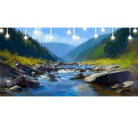 Dipingere con i Numeri Adulti Calcolo Paint by Numbers Fiume DIY Quadri da Dipingere Numerati per Principianti con 3 Pennelli e Vernice Acrilica, Senza Telaio, Dipinto con i Numeri 100X220cm L6-1191