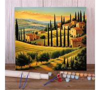 Dipingere con i Numeri Adulti,Campo di campagna Pittura a Olio DIY Numeri Kit di Pittura Acrilica,con Pennelli e Colori Acrilici Painting by Numbers Kit per Casa Decor Regalo senza Cornice,30x30cm