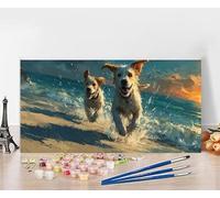 Dipingere Con I Numeri Adulti Cane Dipingere Con I Numeri Sea Pittura Con I Numeri, Fai Da Te Kit Pittura Adulti Couleur Paintings Kits con Accessori per Decora la Casa, Senza Cornice 30X60cm 0-SO79