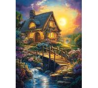 Dipingere con i Numeri Adulti Casa Da Favola Paesaggio 60x90 cm, Kit Pittura Adulti Principianti, DIY Paint by Numbers con Pennelli e Colori Acrilici, Decora la casa Regalo (senza cornice) -YH671