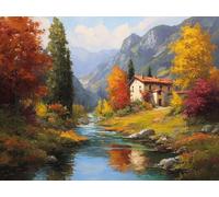 Dipingere con i Numeri Adulti casa valle, Paint by Numbers Kit di Pittura acrilica Fai-da-Te per Bambini Principianti Facile su Tela, Con Vernici e Pennelli Decora la casa 50x70cm Senza Cornice G843