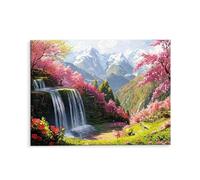 Dipingere con i Numeri Adulti, Cascata Fiori Albero Paint by Numbers con Vernici e Pennelli, Kit di Pittura Acrilica Fai-da-Te per Adulti Principianti Decora la Casa 35x50cm (Nessuna Cornice) d-752