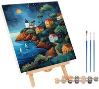 Dipingere con i Numeri Adulti Case, Fai Da Te Paint by Numbers Paesaggio, Semplice Dipingere con i Numeri Con Vernici e Pennelli, Hobby Creativi Adulti, Decorazione Casa, Regalo Donna 50x65cm F-5070