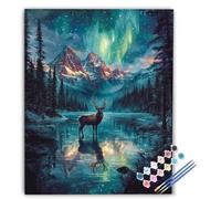 Dipingere con i Numeri Adulti Cervo, Dipingere con i Numeri Aurora, Kit di Pittura Acrilica Hobby Creativi Adulti Fai da Te con Vernici e Pennelli per Decorazioni Casa 40x50cm Senza Cornice IZ-1887