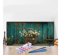 Dipingere con i Numeri Adulti Cesto Di Fiori Paint by Numbers Passatempo per Adulti Pianta Dipingere con i Numeri Kit Completo, fai da te Hobby Creativi Disegno, Decorazioni Casa 100x200 cm G8-101